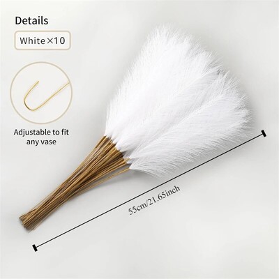 10 τμχ Pampas Grass 55cm/22inch Faux Pampas Grass Decor for Room Wedding Party Decoration