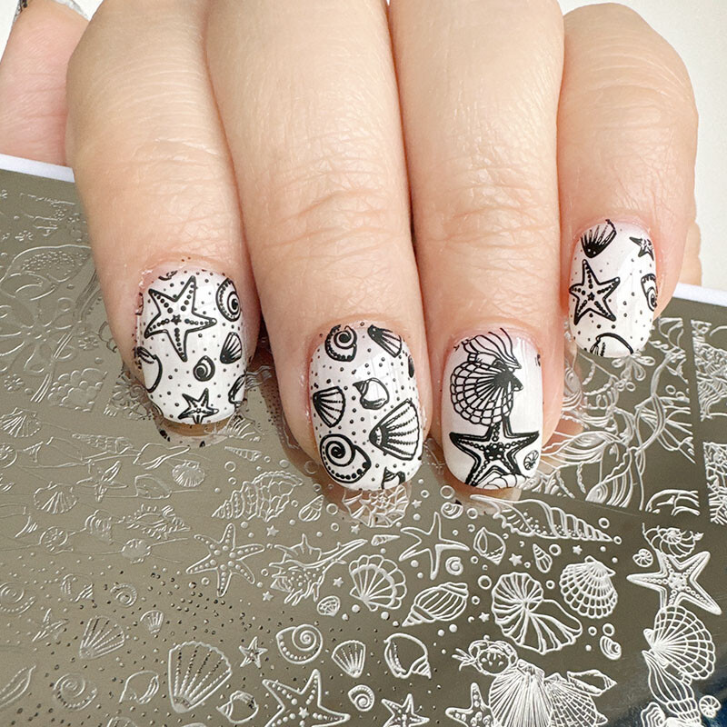 XMQ nagų dailės štampavimo PLOKŠTELĖS OCEAN DESIGNS VASAROS ŠABLONAI