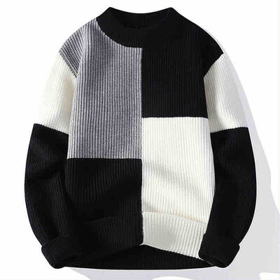 Νέο βελούδινο φθινοπωρινό και χειμώνα και χοντρή αντίθεση με στρογγυλή λαιμόκοψη, μοντέρνο και ευέλικτο, χαλαρό και όμορφο μακρυμάνικο πουλόβερ