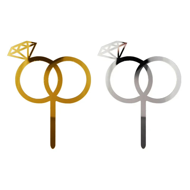 Akril tortafedő Romantikus ajánlat gyémánt gyűrűs menyasszony esküvői parti dekoráció sütési szívesség