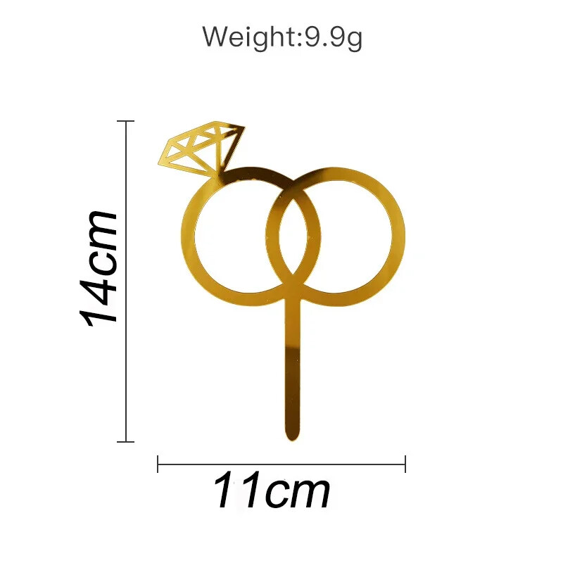Akril tortafedő Romantikus ajánlat gyémánt gyűrűs menyasszony esküvői parti dekoráció sütési szívesség