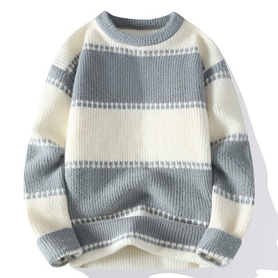 Džemperi muški 2023 Zimski debeli topli džemper muški prugasti džemper jesen Muški vuneni puloveri 5 boja veličina M-3XL MY8003