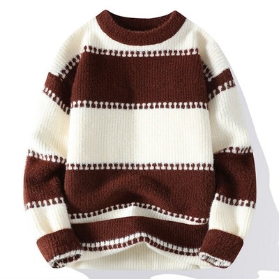 Džemperi muški 2023 Zimski debeli topli džemper muški prugasti džemper jesen Muški vuneni puloveri 5 boja veličina M-3XL MY8003