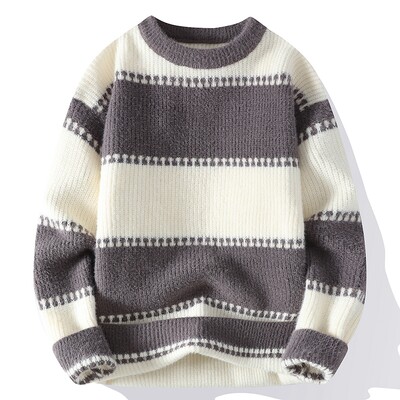 Džemperi muški 2023 Zimski debeli topli džemper muški prugasti džemper jesen Muški vuneni puloveri 5 boja veličina M-3XL MY8003