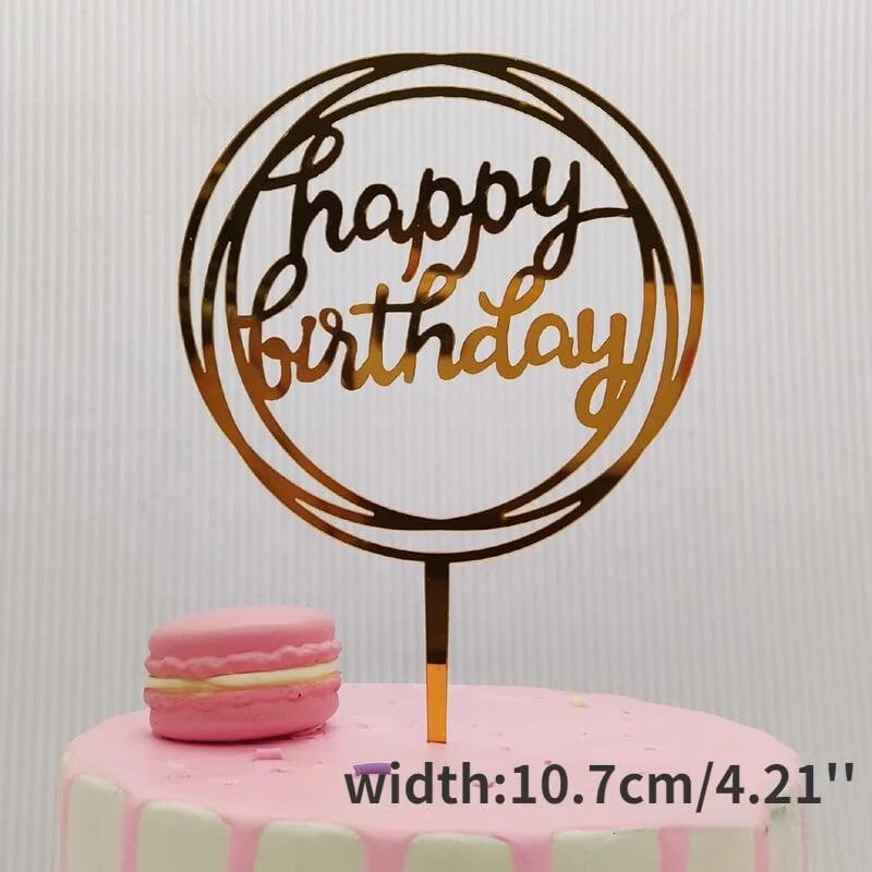 5 vnt Auksinis akrilinis torto dangtelis 5 vnt Happy Birthday Cake Topper torto dekoravimo reikmenys gimtadienio puošmenoms