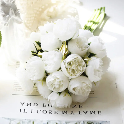 Μπουκέτο 27 κεφαλών τεχνητό μετάξι παιώνια πολυτελής διακόσμηση σπιτιού Επιτραπέζιο λουλούδι Φωτογραφία στηρίγματα Ψεύτικο λουλούδι Γάμος λουλούδι νύφης