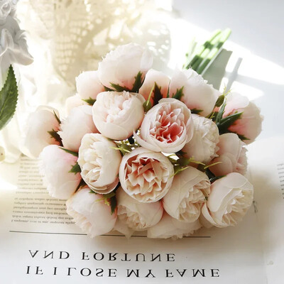 Μπουκέτο 27 κεφαλών τεχνητό μετάξι παιώνια πολυτελής διακόσμηση σπιτιού Επιτραπέζιο λουλούδι Φωτογραφία στηρίγματα Ψεύτικο λουλούδι Γάμος λουλούδι νύφης