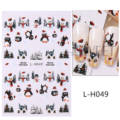 Τρισδιάστατα αυτοκόλλητα χριστουγεννιάτικα νυχιών Χαριτωμένα καρτούν αυτοκόλλητα Άγιου Βασίλη Χιονάνθρωπος Τάρανδος Snowflake Sliders Διακοσμήσεις μανικιούρ διακοπών