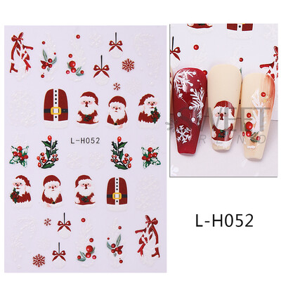 Τρισδιάστατα αυτοκόλλητα χριστουγεννιάτικα νυχιών Χαριτωμένα καρτούν αυτοκόλλητα Άγιου Βασίλη Χιονάνθρωπος Τάρανδος Snowflake Sliders Διακοσμήσεις μανικιούρ διακοπών