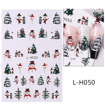 Τρισδιάστατα αυτοκόλλητα χριστουγεννιάτικα νυχιών Χαριτωμένα καρτούν αυτοκόλλητα Άγιου Βασίλη Χιονάνθρωπος Τάρανδος Snowflake Sliders Διακοσμήσεις μανικιούρ διακοπών