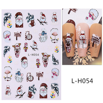 Τρισδιάστατα αυτοκόλλητα χριστουγεννιάτικα νυχιών Χαριτωμένα καρτούν αυτοκόλλητα Άγιου Βασίλη Χιονάνθρωπος Τάρανδος Snowflake Sliders Διακοσμήσεις μανικιούρ διακοπών