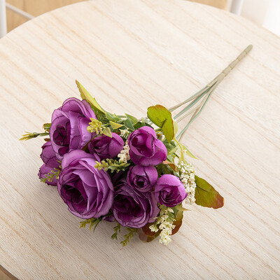 Svileni umjetni cvijet, ruža, buket božura Dekoracija doma, mladenka koja drži cvijeće, vjenčani dekor, buket DIY lažni cvjetni aranžman