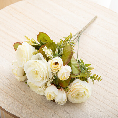 Svileni umjetni cvijet, ruža, buket božura Dekoracija doma, mladenka koja drži cvijeće, vjenčani dekor, buket DIY lažni cvjetni aranžman
