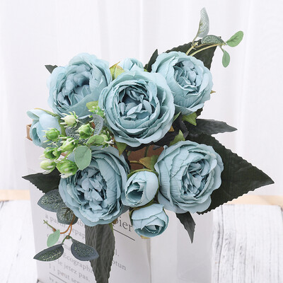 Svileni umjetni cvijet, ruža, buket božura Dekoracija doma, mladenka koja drži cvijeće, vjenčani dekor, buket DIY lažni cvjetni aranžman