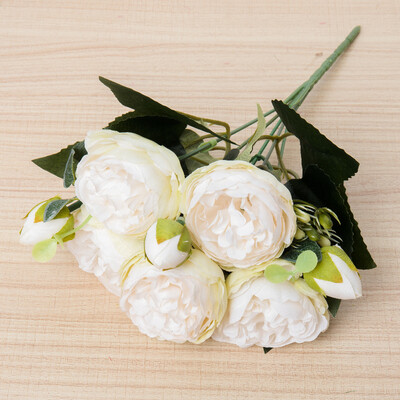 Svileni umjetni cvijet, ruža, buket božura Dekoracija doma, mladenka koja drži cvijeće, vjenčani dekor, buket DIY lažni cvjetni aranžman