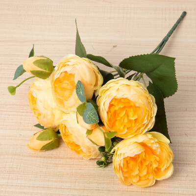 Svileni umjetni cvijet, ruža, buket božura Dekoracija doma, mladenka koja drži cvijeće, vjenčani dekor, buket DIY lažni cvjetni aranžman