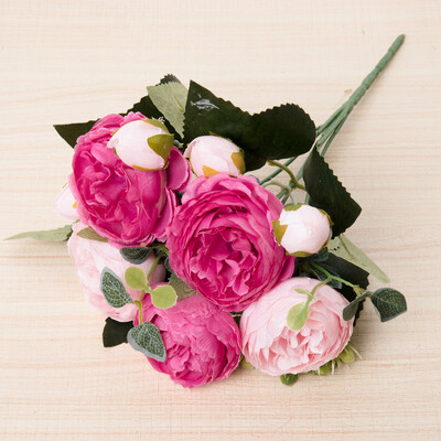 Svileni umjetni cvijet, ruža, buket božura Dekoracija doma, mladenka koja drži cvijeće, vjenčani dekor, buket DIY lažni cvjetni aranžman