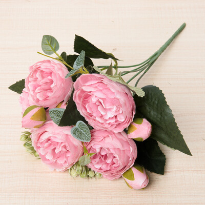 Svileni umjetni cvijet, ruža, buket božura Dekoracija doma, mladenka koja drži cvijeće, vjenčani dekor, buket DIY lažni cvjetni aranžman