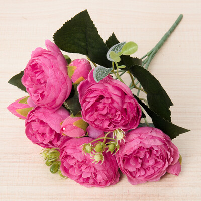 Svileni umjetni cvijet, ruža, buket božura Dekoracija doma, mladenka koja drži cvijeće, vjenčani dekor, buket DIY lažni cvjetni aranžman