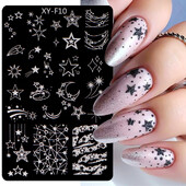 Star Moon Nail Stamping Places Flower Lace Abstract Geometric Lines Printing Stencil Manicuring Art Stamp Templates Nail Tools