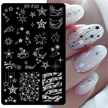 Star Moon Nail Stamping Places Flower Lace Abstract Geometric Lines Printing Stencil Manicuring Art Stamp Templates Nail Tools