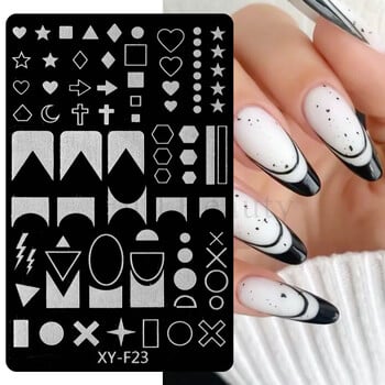 Star Moon Nail Stamping Places Flower Lace Abstract Geometric Lines Printing Stencil Manicuring Art Stamp Templates Nail Tools