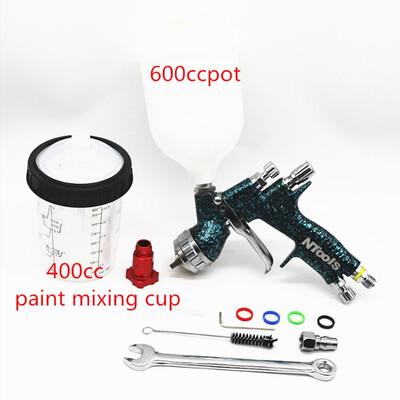 uhiuus 1,3/1,8 mm pihustuspüstol 400CC segamispaagi ja adapteriga auto värvipüstoli lakivärvipihusti / õhupihustuspüstol / õhutööriistad