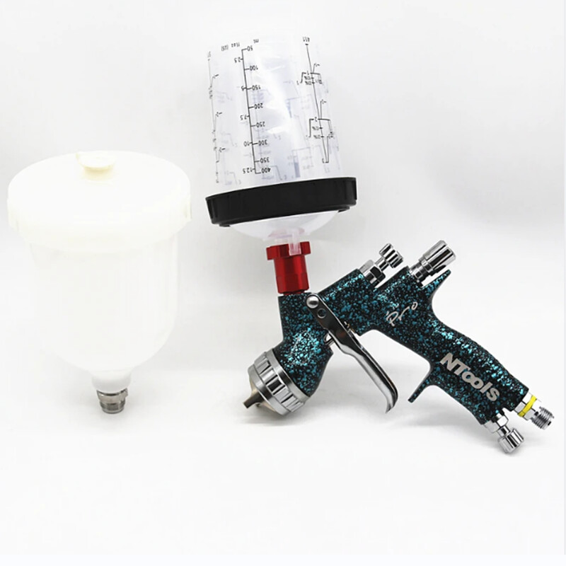 uhiuus 1,3/1,8 mm pihustuspüstol 400CC segamispaagi ja adapteriga auto värvipüstoli lakivärvipihusti / õhupihustuspüstol / õhutööriistad