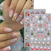 Autocolant 5D pentru unghii de Crăciun, sclipici strălucitor, auriu, argintiu, fulg de nea, decalcomanii pentru unghii, copac cu om de zăpadă, accesorii pentru unghii, decorare pentru manichiură