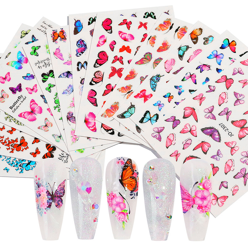 6 lap/készlet 3D lézeres pillangó matricák körmökhöz barkácsolás aranyozás csúszó pakolások ragasztós körömdísz matricák matricák manikűr varázslatok