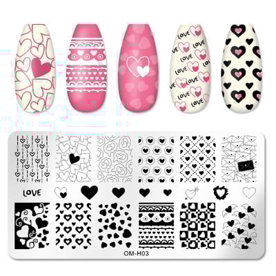 1 buc-inima/frumusețe/geometrie plăci de ștanțare 12X5cm Șabloane de imprimare a imaginilor pentru unghii pentru unghii acrilice.