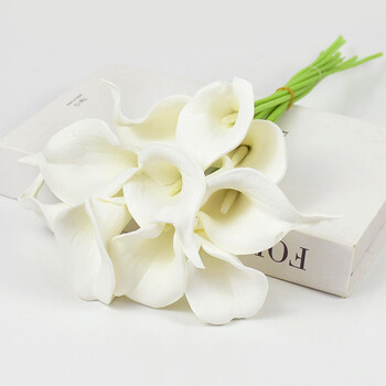 5/10Pcs Real Touch Calla Lily Τεχνητά λουλούδια Λευκή ανθοδέσμη γάμου Νυφικό ντους πάρτι Σπίτι Λουλούδι Διακόσμηση Ψεύτικο λουλούδι