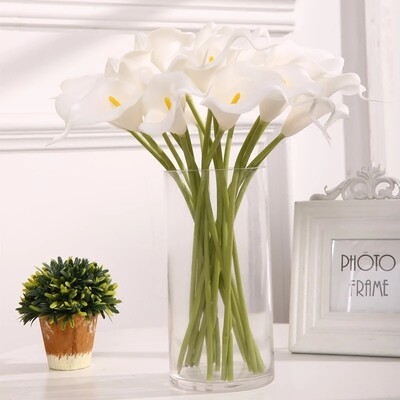 5/10Pcs Real Touch Calla Lily Τεχνητά λουλούδια Λευκή ανθοδέσμη γάμου Νυφικό ντους πάρτι Σπίτι Λουλούδι Διακόσμηση Ψεύτικο λουλούδι