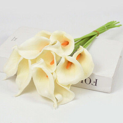 5/10kom Real Touch Calla Lily Umjetno cvijeće Bijeli vjenčani buket Svadbeni tuš Party Cvjetni ukras za dom Lažni cvijet