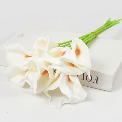 5/10kom Real Touch Calla Lily Umjetno cvijeće Bijeli vjenčani buket Svadbeni tuš Party Cvjetni ukras za dom Lažni cvijet