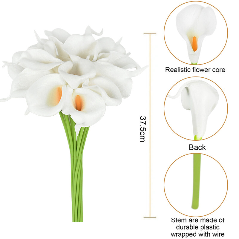 5/10kom Real Touch Calla Lily Umjetno cvijeće Bijeli vjenčani buket Svadbeni tuš Party Cvjetni ukras za dom Lažni cvijet