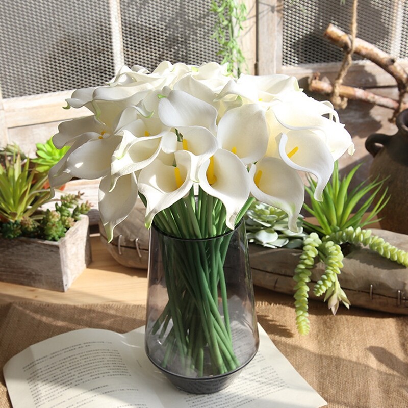 5/10kom Real Touch Calla Lily Umjetno cvijeće Bijeli vjenčani buket Svadbeni tuš Party Cvjetni ukras za dom Lažni cvijet