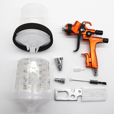 LVLP pihustuspüstol Gravity pihustuspüstol 1,3 mm 600CC värvisegamistopsiga Professionaalne värvipüstol koos pihustuspüstoli adapteri ja segamispaagiga