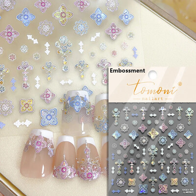 Χρωματιστά ρετρό τοτέμ μποέμικο στυλ 5D μαλακά ανάγλυφα αυτοκόλλητα αυτοκόλλητα νυχιών τέχνης Vintage αυτοκόλλητα μανικιούρ Χονδρική