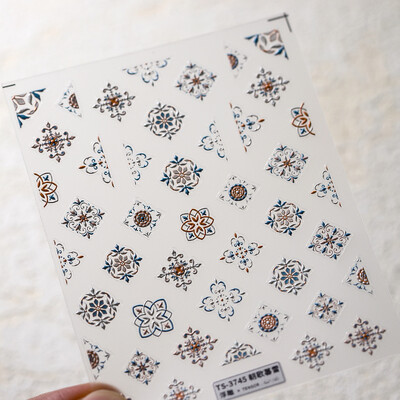 Χρωματιστά ρετρό τοτέμ μποέμικο στυλ 5D μαλακά ανάγλυφα αυτοκόλλητα αυτοκόλλητα νυχιών τέχνης Vintage αυτοκόλλητα μανικιούρ Χονδρική