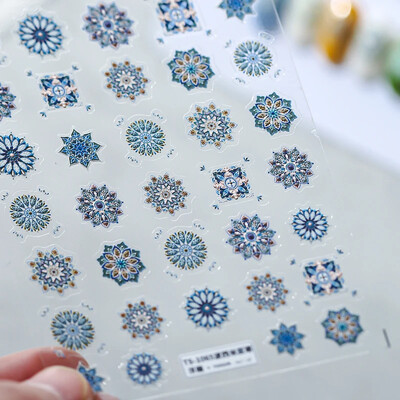 Χρωματιστά ρετρό τοτέμ μποέμικο στυλ 5D μαλακά ανάγλυφα αυτοκόλλητα αυτοκόλλητα νυχιών τέχνης Vintage αυτοκόλλητα μανικιούρ Χονδρική