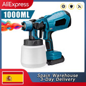 1000 ml juhtmeta elektriline pihustuspüstol kaasaskantav majapidamisvärvipihusti auto mööbli teraskattega õhuhari Makita 18 V aku jaoks