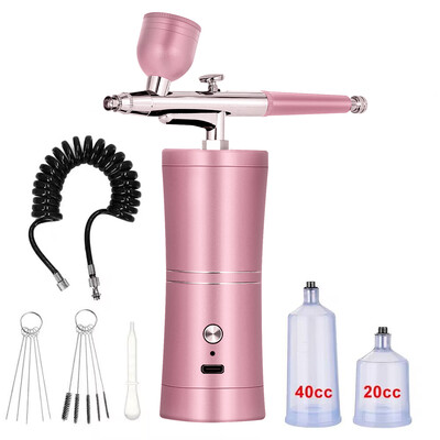 Pneumatinis šepetėlis nagų nešiojamas oro šepetėlis oro žarna prailgintas purškimo pistoletas su kompresoriumi, skirtas nagų dailėms piešti makiažo tortui Airbrush rinkinys