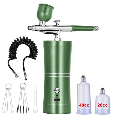 Pneumatinis šepetėlis nagų nešiojamas oro šepetėlis oro žarna prailgintas purškimo pistoletas su kompresoriumi, skirtas nagų dailėms piešti makiažo tortui Airbrush rinkinys