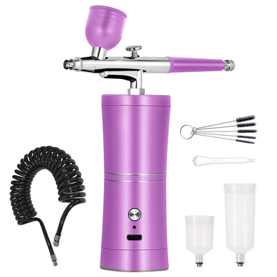 Pneumatinis šepetėlis nagų nešiojamas oro šepetėlis oro žarna prailgintas purškimo pistoletas su kompresoriumi, skirtas nagų dailėms piešti makiažo tortui Airbrush rinkinys