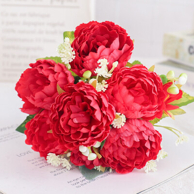 Flori artificiale Bujor de mătase Hortensie pentru sufragerie Decorarea casei Buchet de mireasă de nuntă Trandafir plante false Accesorii de masă