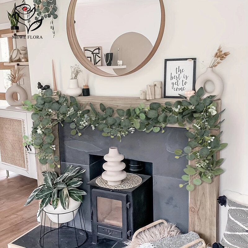 1 gab. Mākslīgā vīnogulāju vītne Rotangpalmas viltus eikalipta lapas Gypsophila piekārtie vīnogulāji Kāzu dekorēšana Sienas fons Mājas dekors