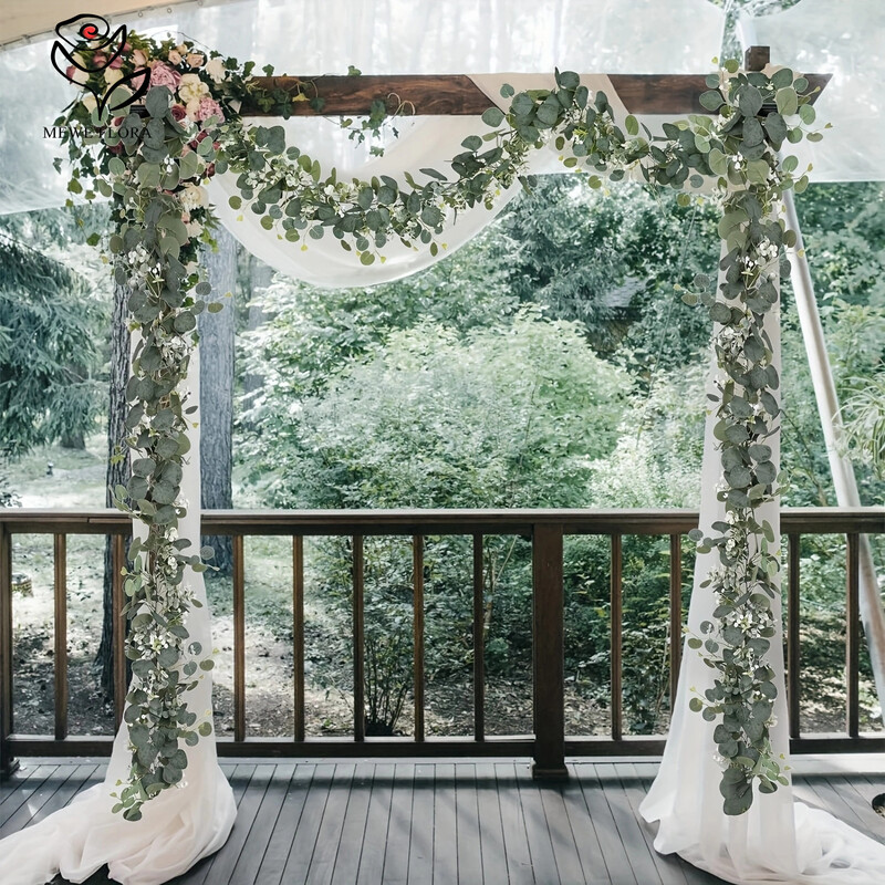 1 gab. Mākslīgā vīnogulāju vītne Rotangpalmas viltus eikalipta lapas Gypsophila piekārtie vīnogulāji Kāzu dekorēšana Sienas fons Mājas dekors