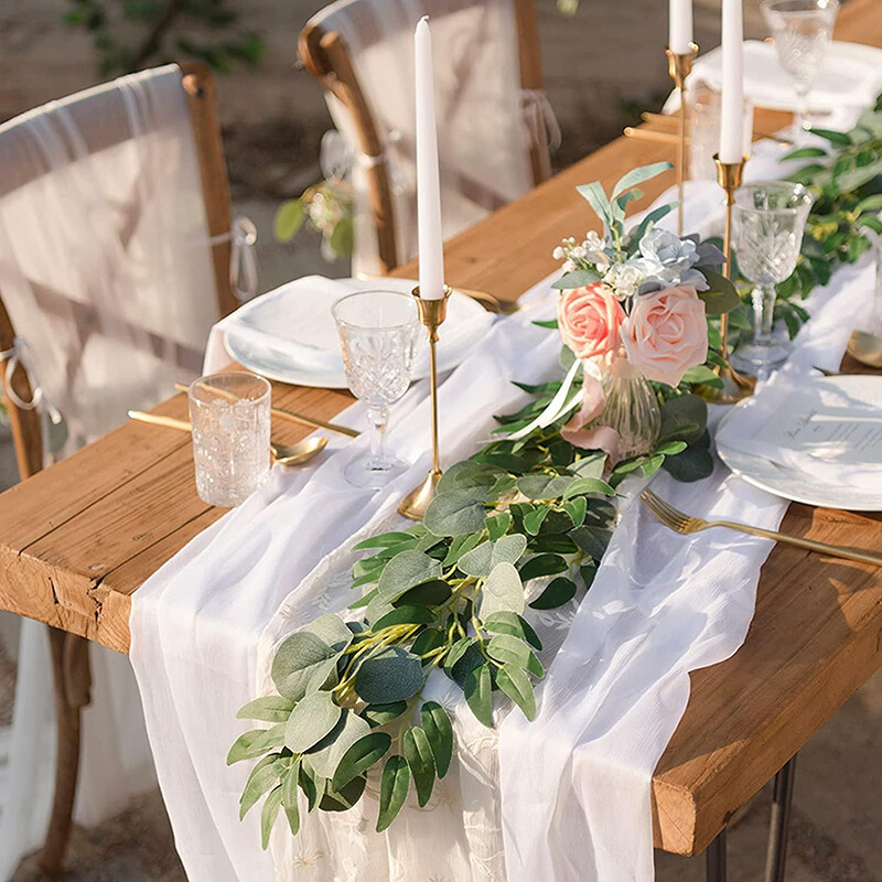 1 vnt dirbtinis eukalipto gluosnio lapų žalių gėlių vainikas vestuvių fonui, valgomojo stalo tako dekoravimui