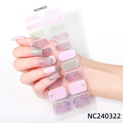 20 vârfuri Gel semi vindecat Nail Art Sliders Manichiură UV LED Lampă Semi vindecat Gel Design Autocolante pentru unghii Impermeabil Decorare autocolant pentru unghii